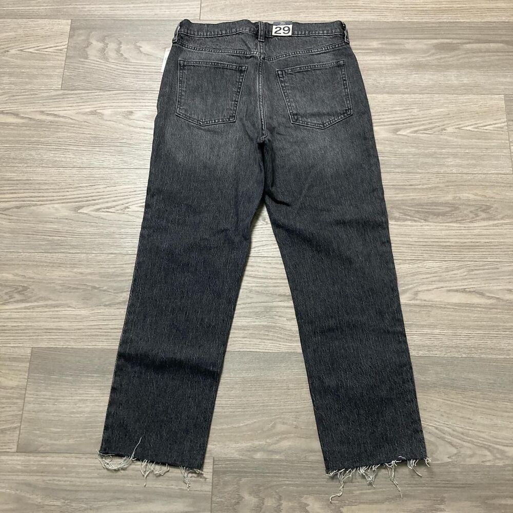 New With Tags GAP Cheeky High Rise Straight Jeans Raw Hem Washed Black Size 29 - Picture 7 of 8